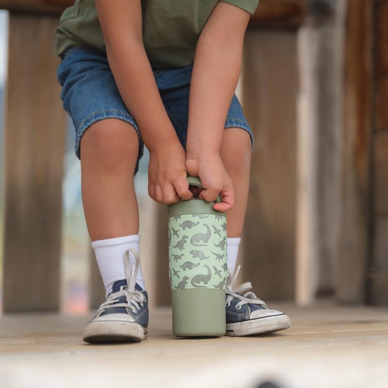 Hydro Jug Kids 14 oz Sport Water Bottle – Stainless Steel, Insulated, 100% Leakproof, With Carry Handle, BPA-Free – Kid-Friendly Design – Durable & Dishwasher Safe, Dinosaur - Image 4